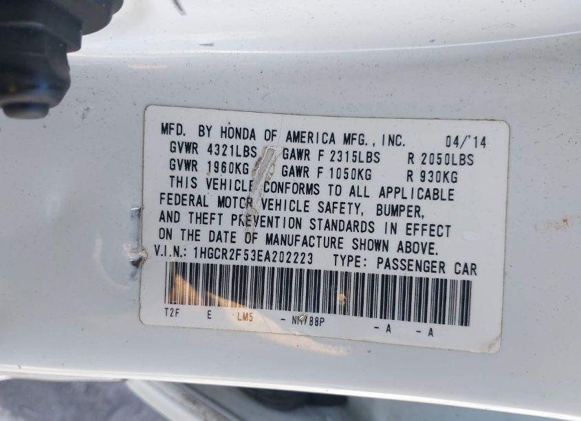 Photo 9 of 2014 Honda Accord SPORT (VIN 1HGCR2F53EA202223)