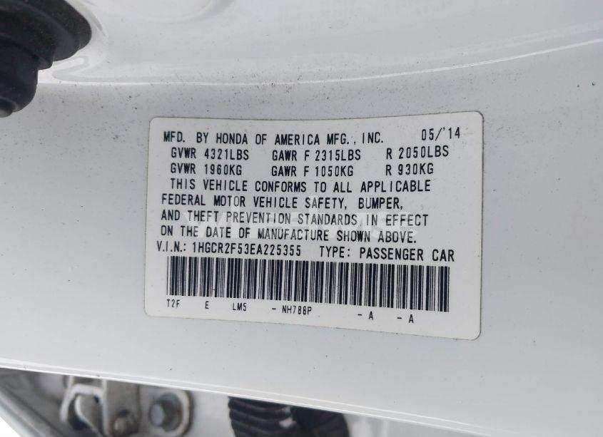 Photo 9 of 2014 Honda Accord SPORT (VIN 1HGCR2F53EA225355)