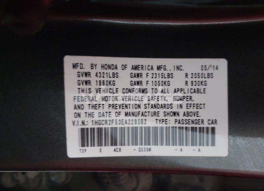 Photo 9 of 2014 Honda Accord SPORT (VIN 1HGCR2F53EA229082)