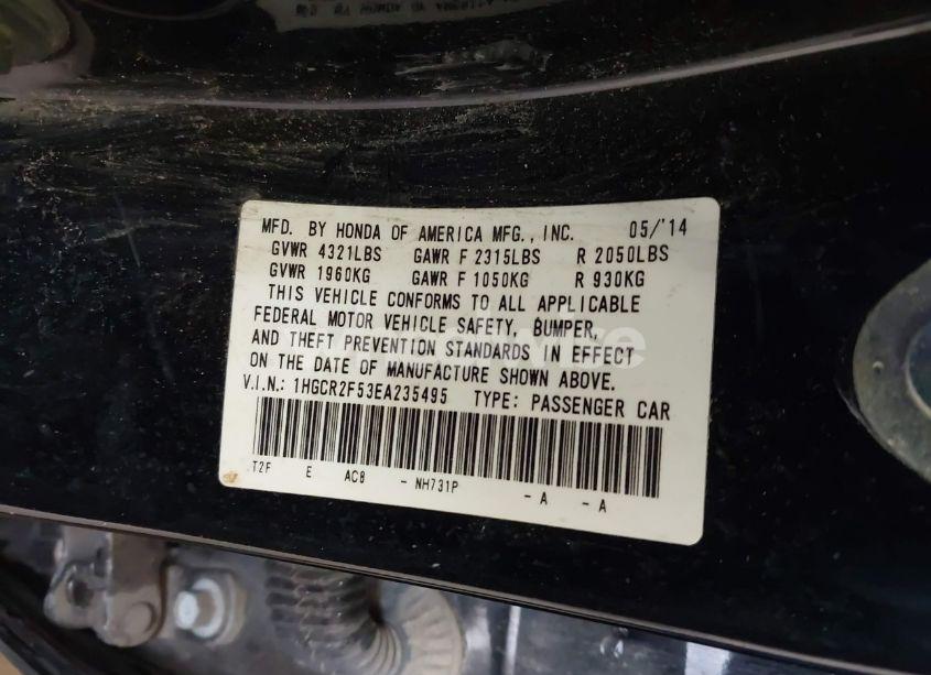 Photo 9 of 2014 Honda Accord SPORT (VIN 1HGCR2F53EA235495)