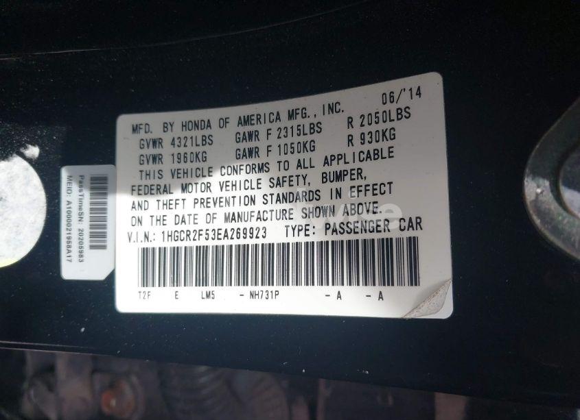 Photo 9 of 2014 Honda Accord SPORT (VIN 1HGCR2F53EA269923)