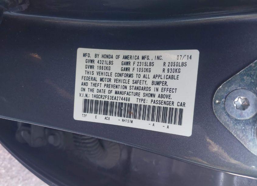Photo 9 of 2014 Honda Accord SPORT (VIN 1HGCR2F53EA274488)
