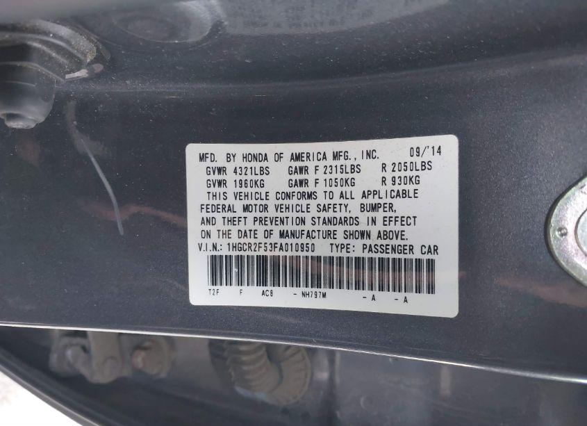 Photo 9 of 2015 Honda Accord SPORT (VIN 1HGCR2F53FA010950)