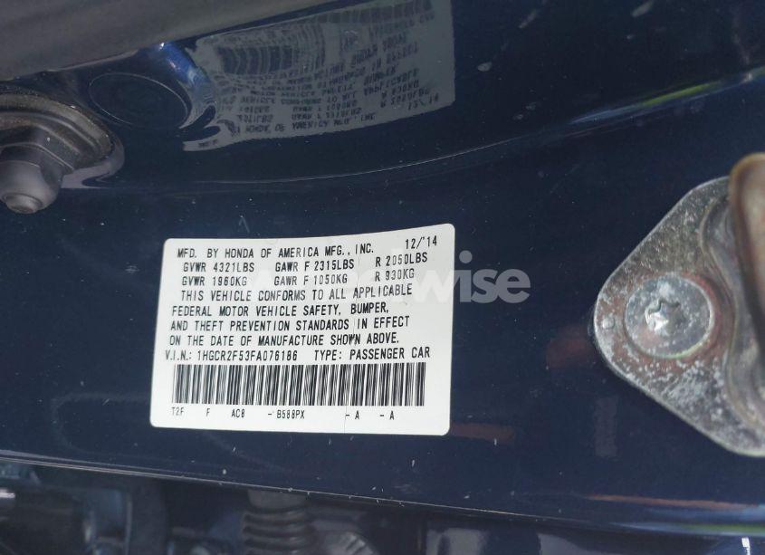 Photo 9 of 2015 Honda Accord SPORT (VIN 1HGCR2F53FA076186)