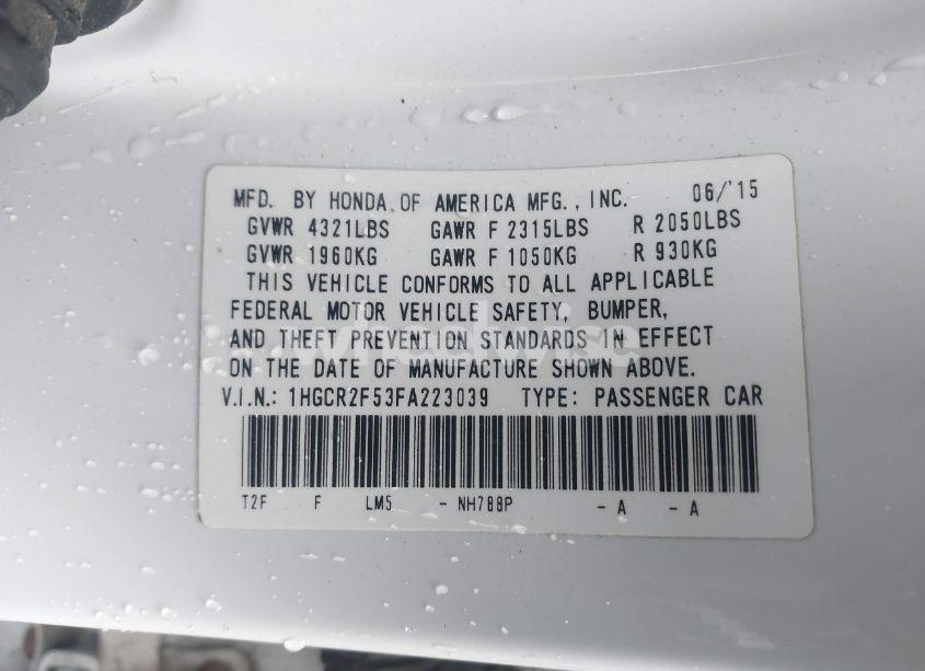 Photo 9 of 2015 Honda Accord SPORT (VIN 1HGCR2F53FA223039)