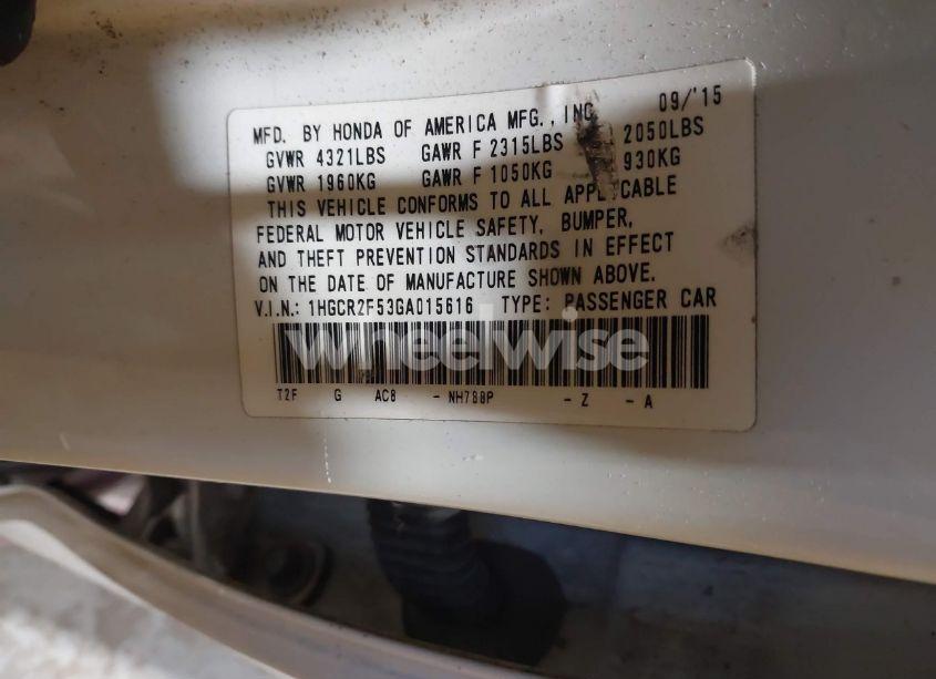 Photo 9 of 2016 Honda Accord SPORT (VIN 1HGCR2F53GA015616)