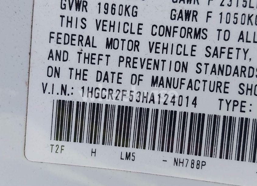 Photo 9 of 2017 Honda Accord SPORT (VIN 1HGCR2F53HA124014)