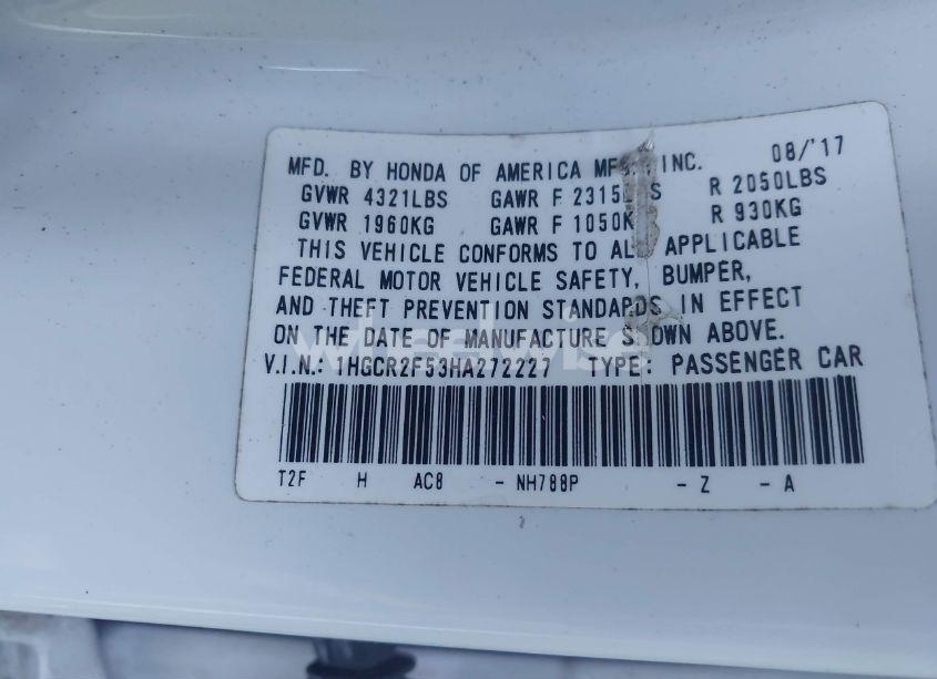 Photo 9 of 2017 Honda Accord SPORT (VIN 1HGCR2F53HA272227)