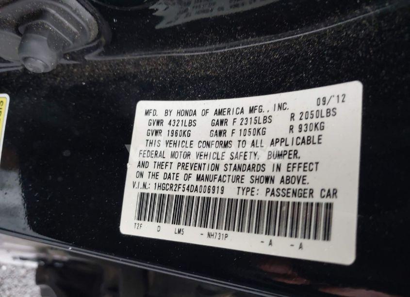 Photo 9 of 2013 Honda Accord SPORT (VIN 1HGCR2F54DA006919)