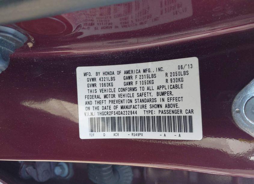 Photo 9 of 2013 Honda Accord SPORT (VIN 1HGCR2F54DA232944)