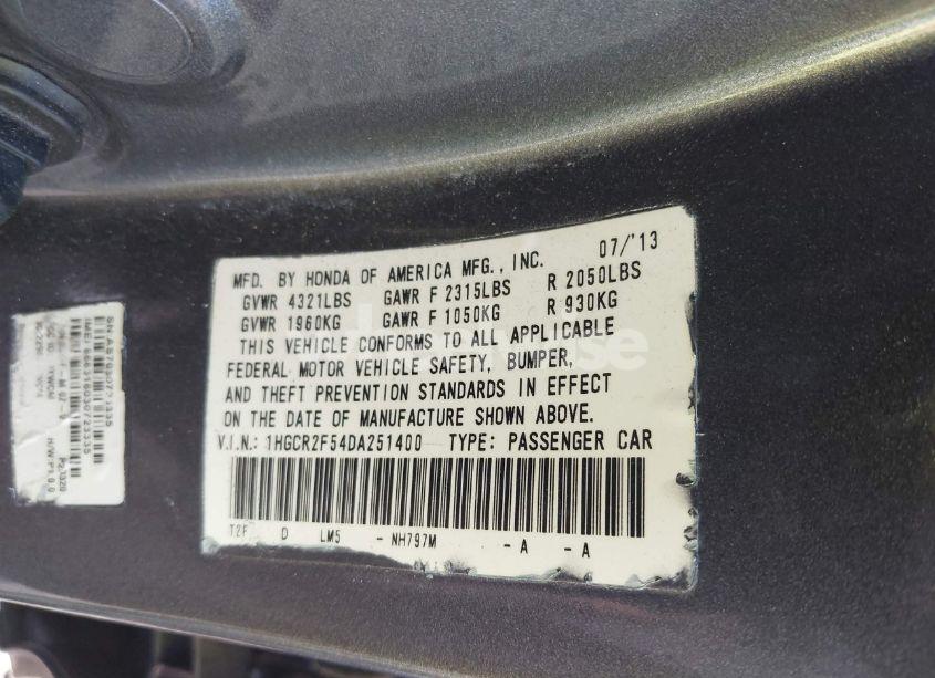 Photo 9 of 2013 Honda Accord SPORT (VIN 1HGCR2F54DA251400)