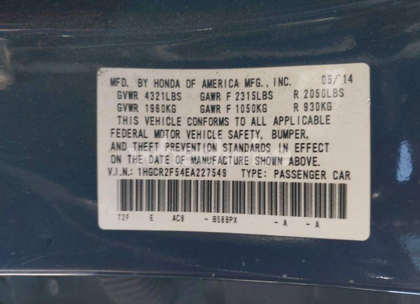 Photo 9 of 2014 Honda Accord SPORT (VIN 1HGCR2F54EA227549)