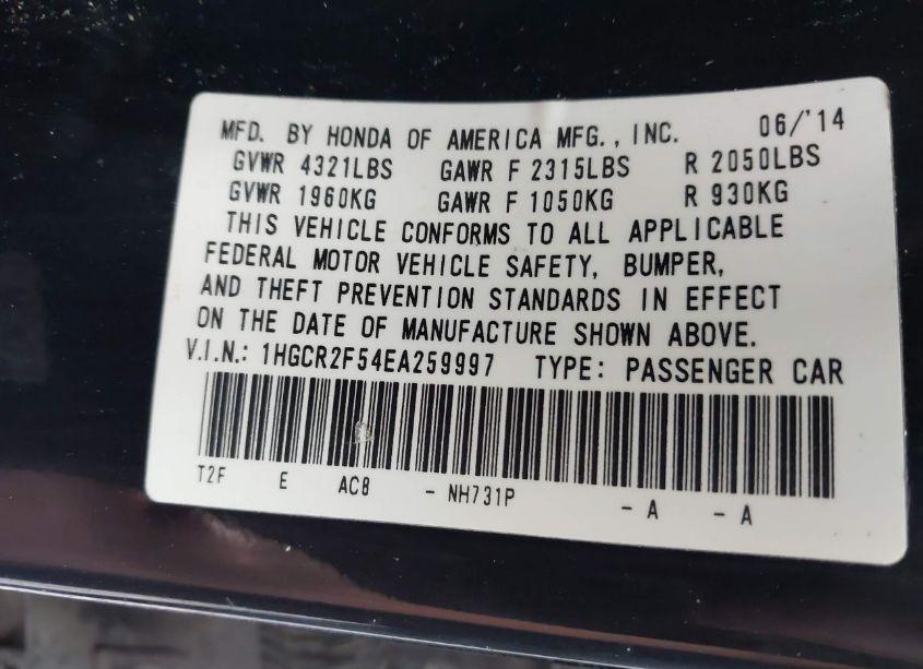 Photo 9 of 2014 Honda Accord SPORT (VIN 1HGCR2F54EA259997)