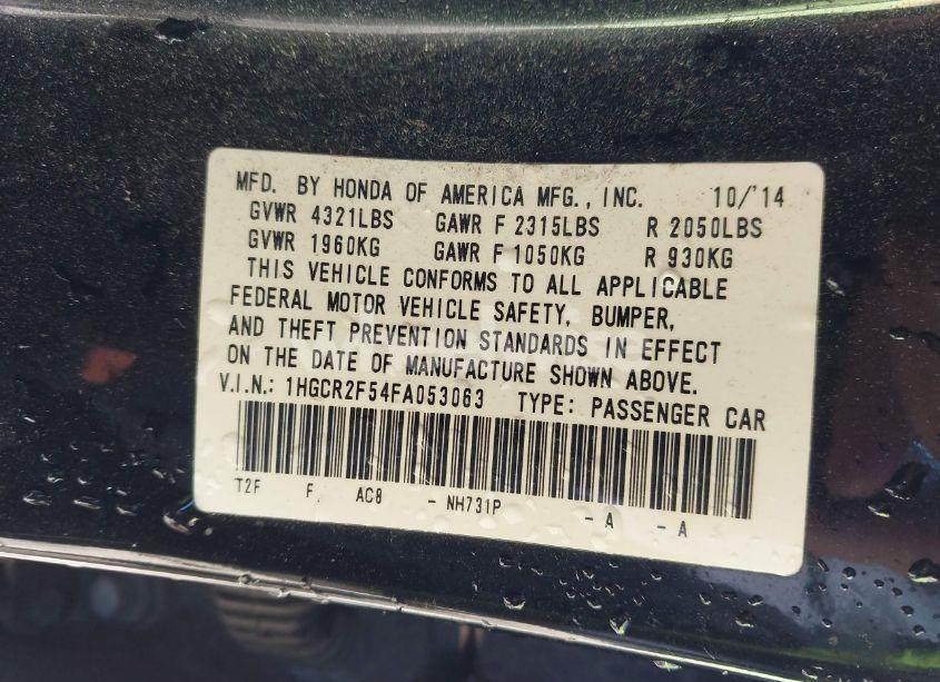 Photo 9 of 2015 Honda Accord SPORT (VIN 1HGCR2F54FA053063)