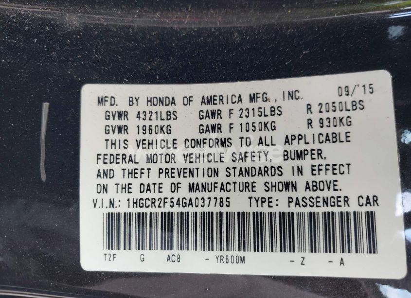 Photo 9 of 2016 Honda Accord SPORT (VIN 1HGCR2F54GA037785)