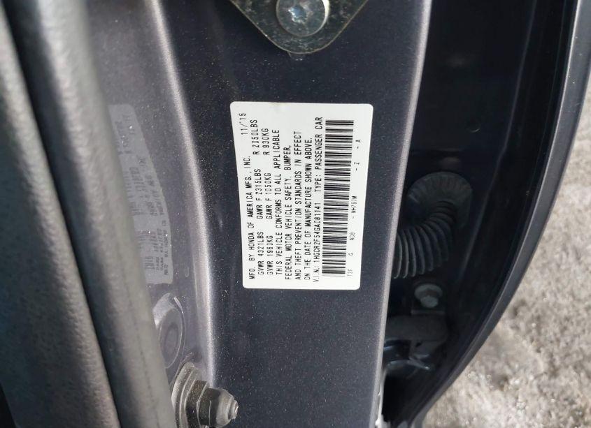 Photo 9 of 2016 Honda Accord SPORT (VIN 1HGCR2F54GA081141)