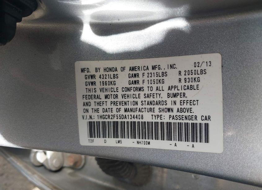 Photo 9 of 2013 Honda Accord SPORT (VIN 1HGCR2F55DA134408)