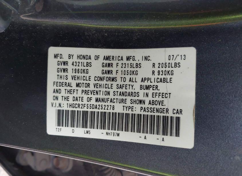 Photo 9 of 2013 Honda Accord SPORT (VIN 1HGCR2F55DA252278)