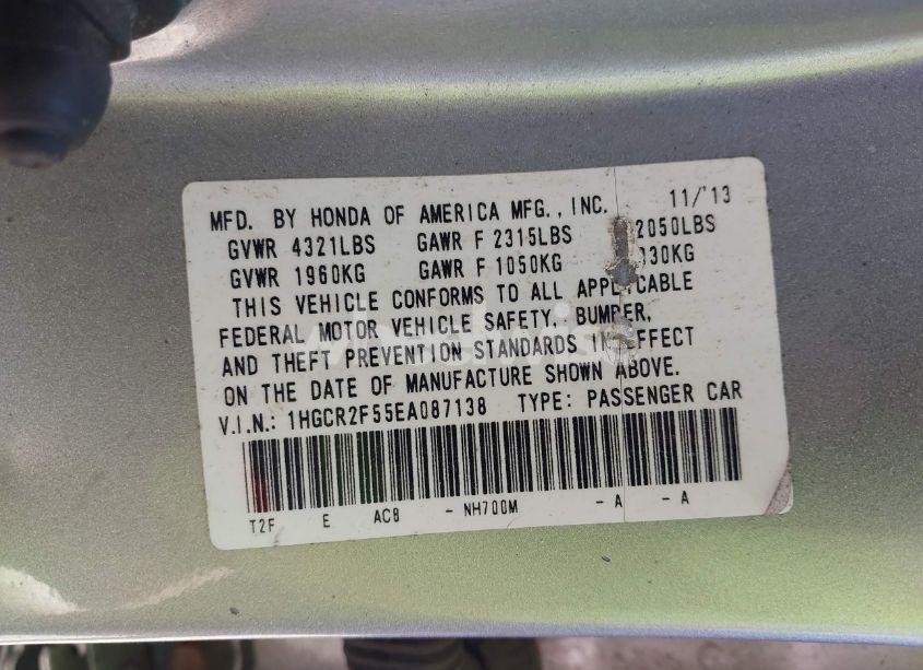 Photo 9 of 2014 Honda Accord SPORT (VIN 1HGCR2F55EA087138)