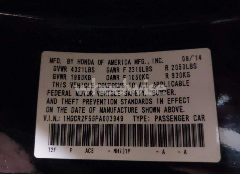 Photo 9 of 2015 Honda Accord SPORT (VIN 1HGCR2F55FA003949)