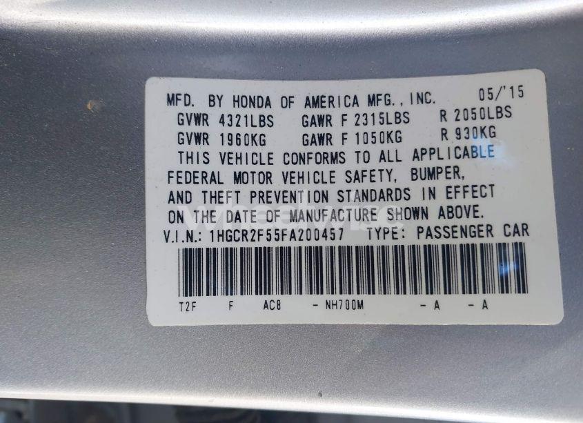 Photo 9 of 2015 Honda Accord SPORT (VIN 1HGCR2F55FA200457)