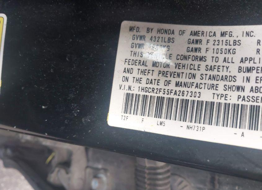 Photo 9 of 2015 Honda Accord SPORT (VIN 1HGCR2F55FA267303)