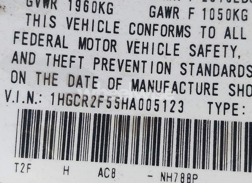 Photo 9 of 2017 Honda Accord SPORT (VIN 1HGCR2F55HA005123)