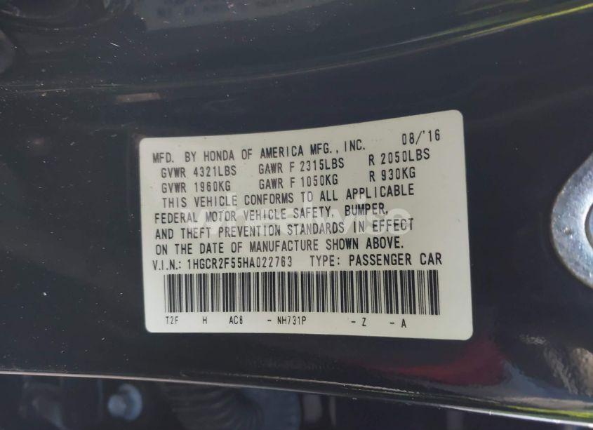 Photo 9 of 2017 Honda Accord SPORT (VIN 1HGCR2F55HA022763)