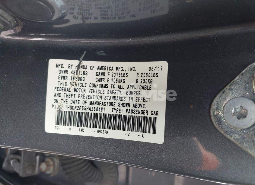 Photo 9 of 2017 Honda Accord SPORT (VIN 1HGCR2F55HA280491)