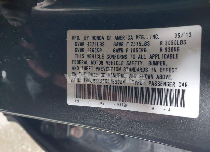 Photo 9 of 2013 Honda Accord SPORT (VIN 1HGCR2F56DA189384)