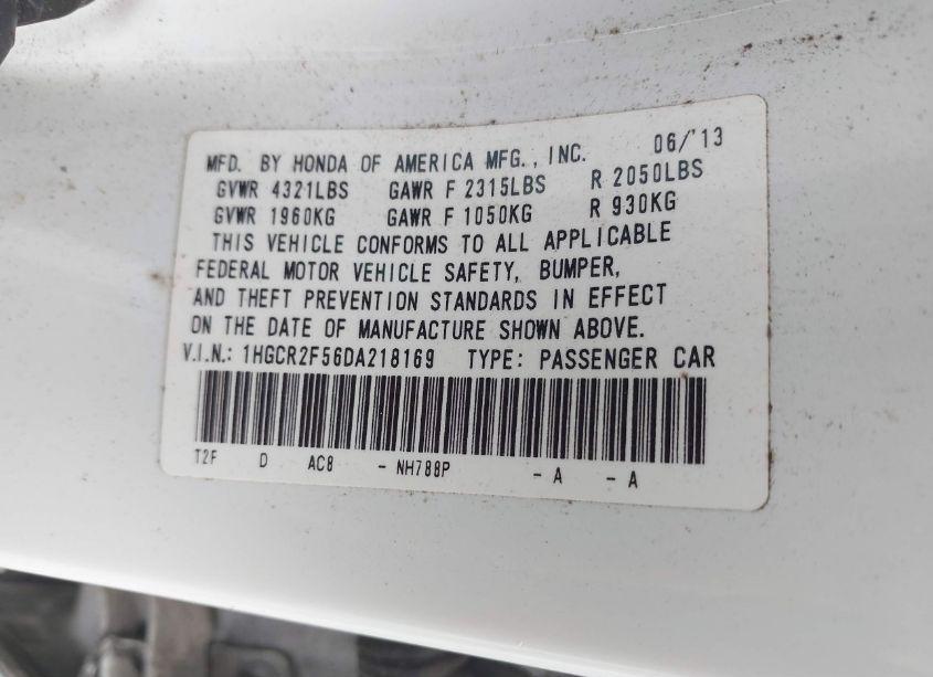 Photo 9 of 2013 Honda Accord SPORT (VIN 1HGCR2F56DA218169)