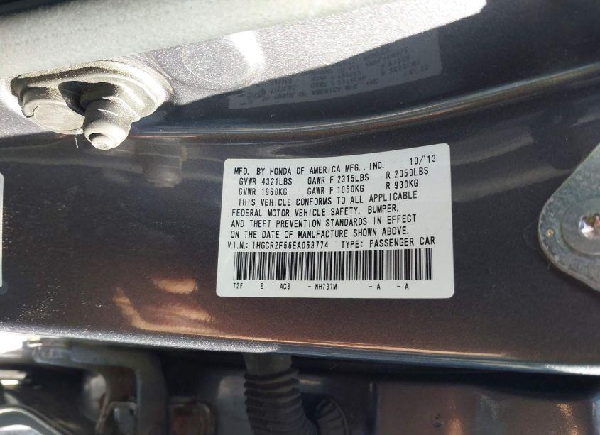 Photo 9 of 2014 Honda Accord SPORT (VIN 1HGCR2F56EA053774)