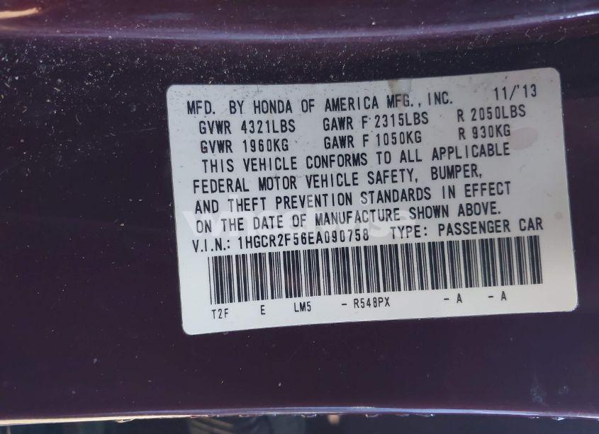 Photo 9 of 2014 Honda Accord SPORT (VIN 1HGCR2F56EA090758)