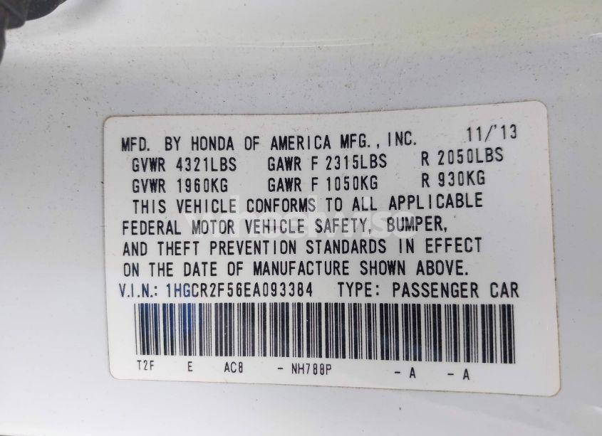 Photo 9 of 2014 Honda Accord SPORT (VIN 1HGCR2F56EA093384)