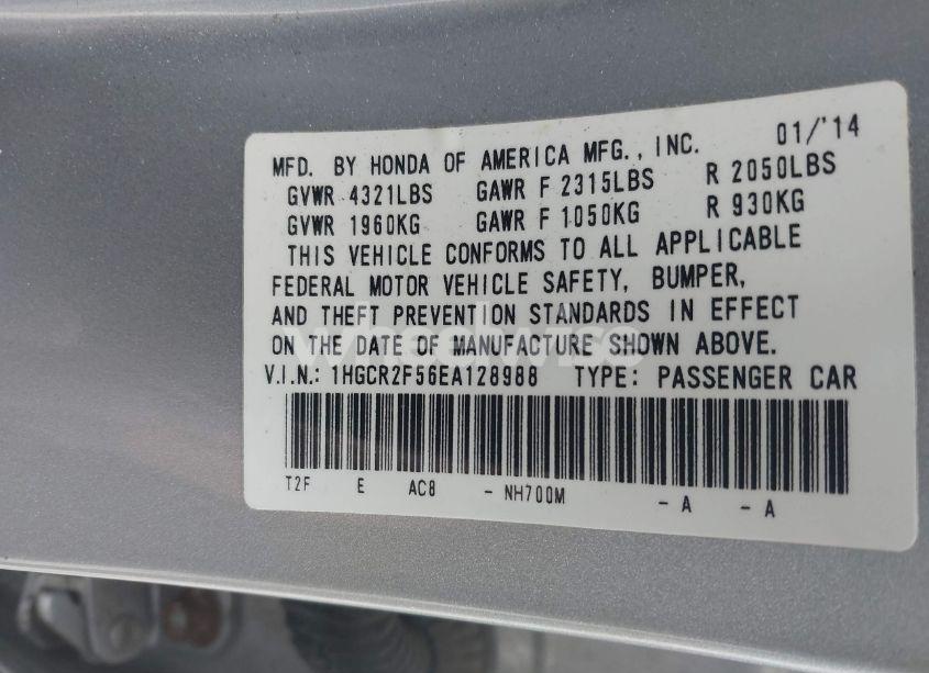 Photo 9 of 2014 Honda Accord SPORT (VIN 1HGCR2F56EA128988)