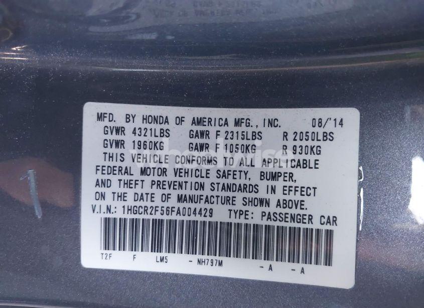 Photo 9 of 2015 Honda Accord SPORT (VIN 1HGCR2F56FA004429)