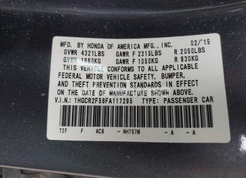 Photo 9 of 2015 Honda Accord SPORT (VIN 1HGCR2F56FA117295)