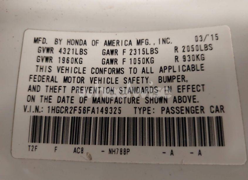 Photo 9 of 2015 Honda Accord SPORT (VIN 1HGCR2F56FA149325)