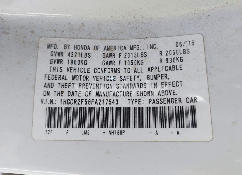 Photo 9 of 2015 Honda Accord SPORT (VIN 1HGCR2F56FA217543)