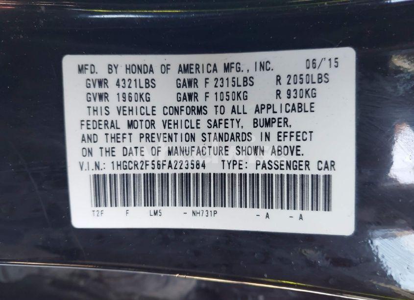 Photo 9 of 2015 Honda Accord SPORT (VIN 1HGCR2F56FA223584)