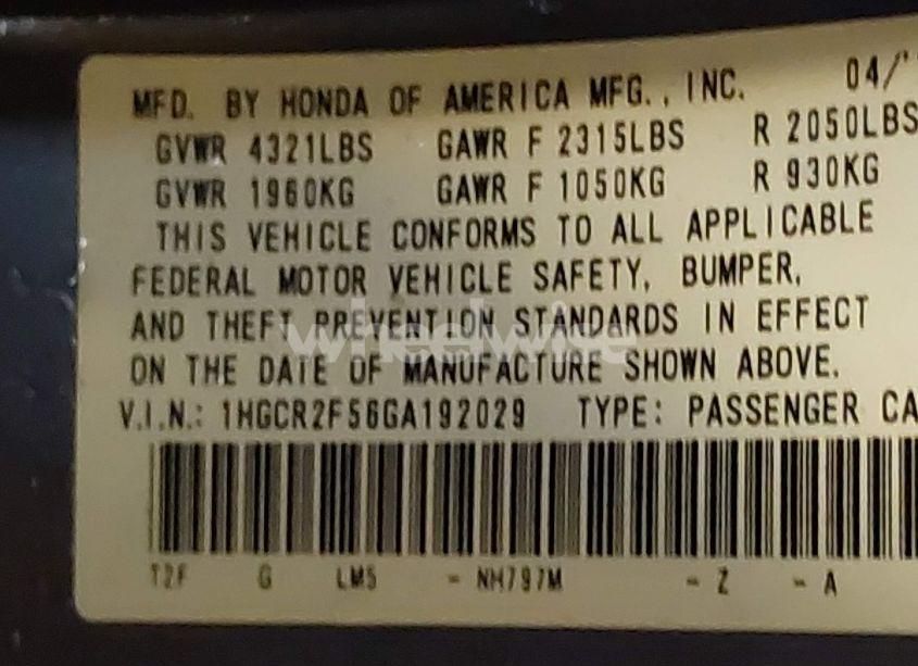 Photo 9 of 2016 Honda Accord SPORT (VIN 1HGCR2F56GA192029)