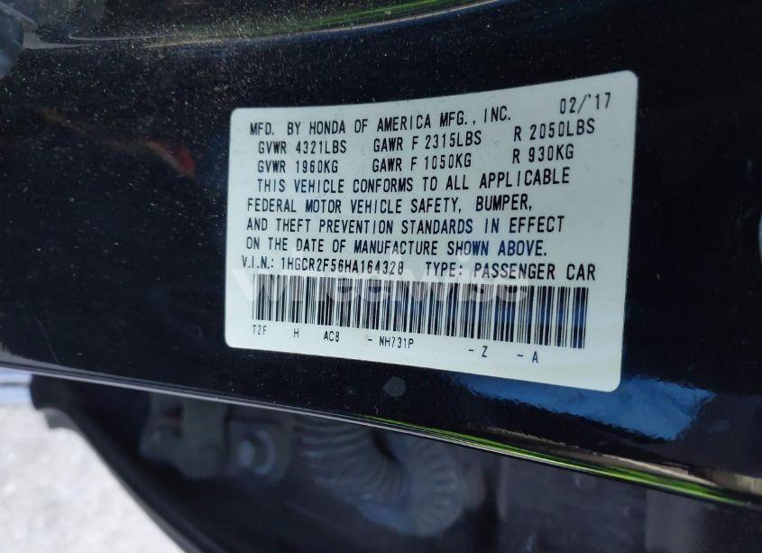 Photo 9 of 2017 Honda Accord SPORT (VIN 1HGCR2F56HA164328)