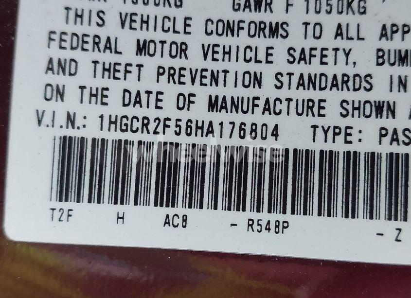 Photo 9 of 2017 Honda Accord SPORT (VIN 1HGCR2F56HA176804)