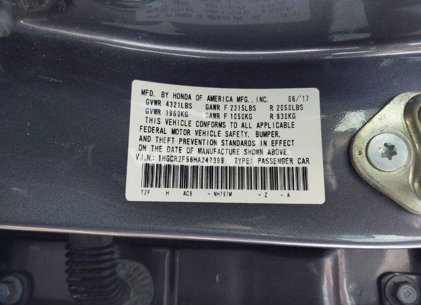 Photo 9 of 2017 Honda Accord SPORT (VIN 1HGCR2F56HA247399)