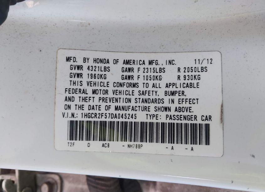 Photo 9 of 2013 Honda Accord SPORT (VIN 1HGCR2F57DA045245)