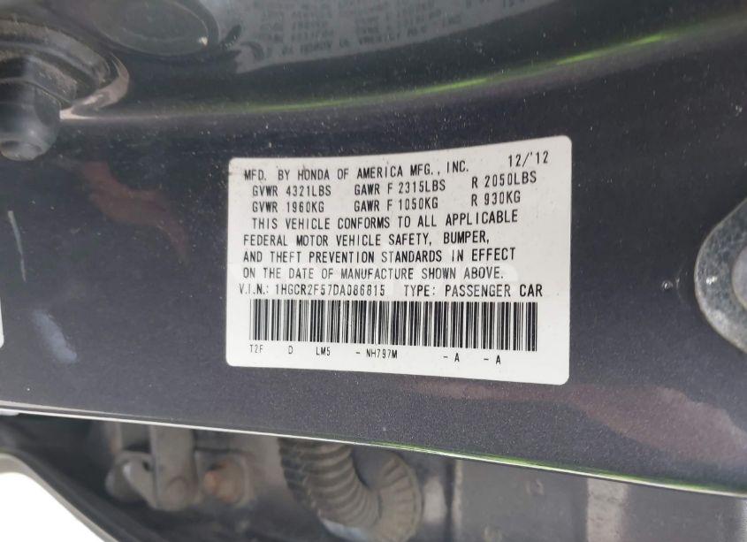 Photo 9 of 2013 Honda Accord SPORT (VIN 1HGCR2F57DA086815)