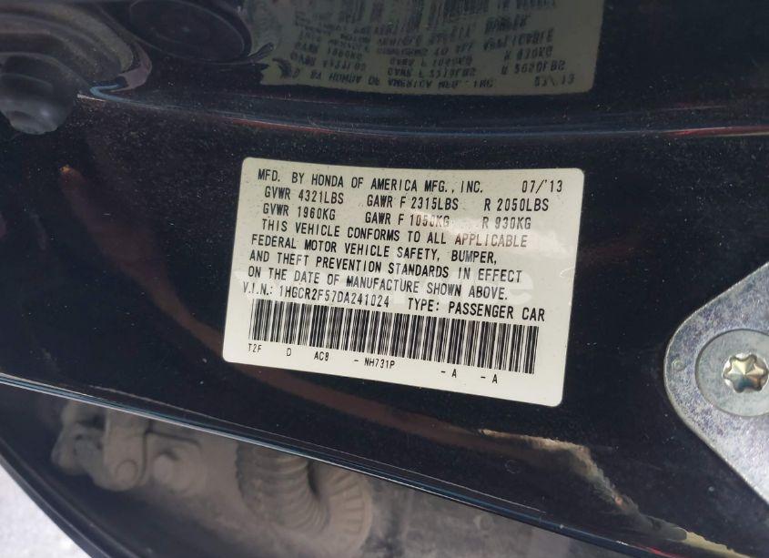 Photo 9 of 2013 Honda Accord SPORT (VIN 1HGCR2F57DA241024)
