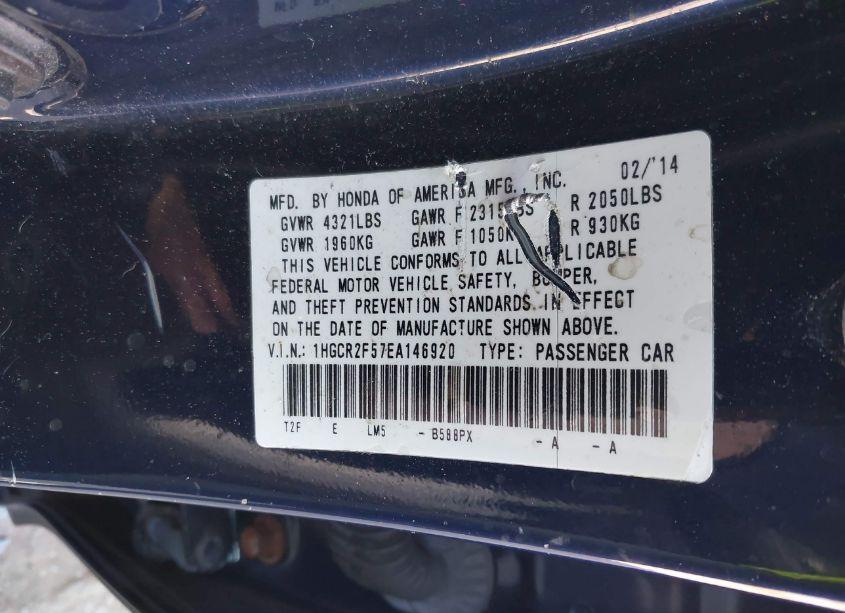 Photo 9 of 2014 Honda Accord SPORT (VIN 1HGCR2F57EA146920)