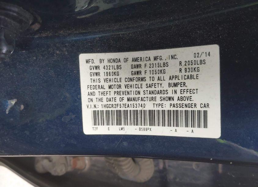 Photo 9 of 2014 Honda Accord SPORT (VIN 1HGCR2F57EA153740)