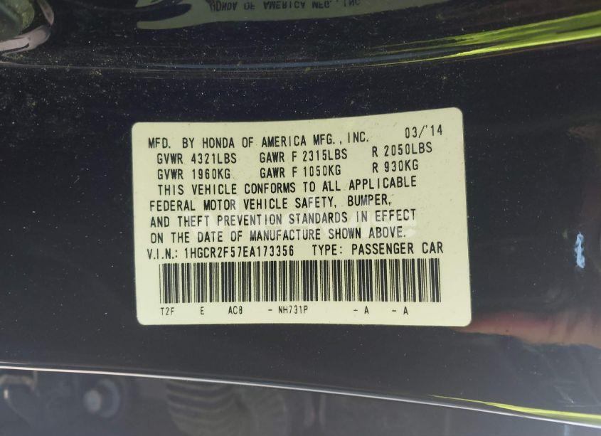 Photo 9 of 2014 Honda Accord SPORT (VIN 1HGCR2F57EA173356)